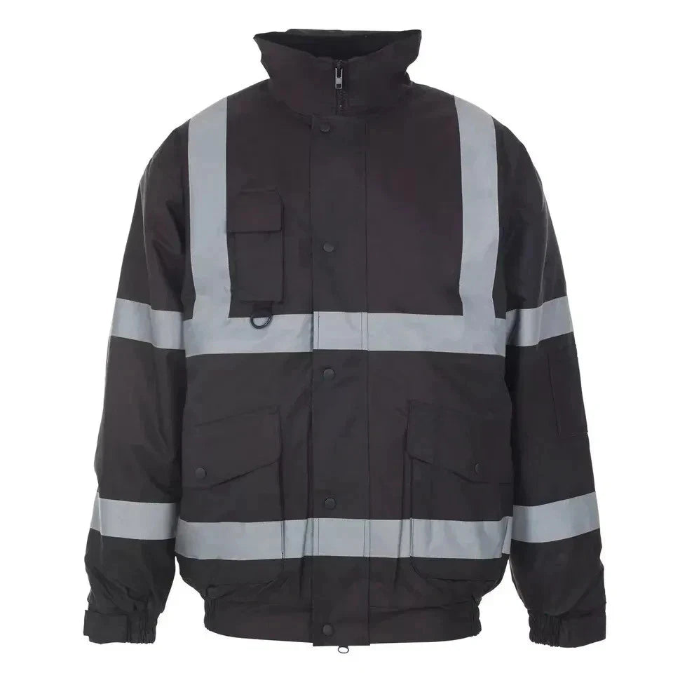 Hi Viz High Visibility Bomber Jacket Waterproof | Reflective Safety Workwear Security Coat