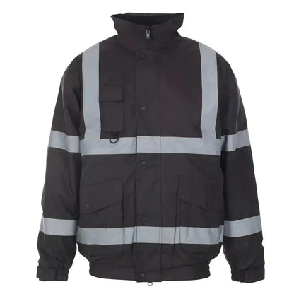 Hi Viz High Visibility Bomber Jacket Waterproof | Reflective Safety Workwear Security Coat