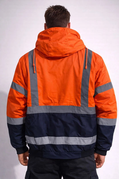 Hi Viz High Visibility Bomber Jacket Waterproof | Reflective Safety Workwear Security Coat