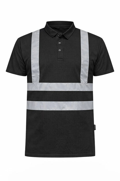 Men's Hi Vis Polo Shirt Short Sleeve | Reflective Safety Work T-Shirt