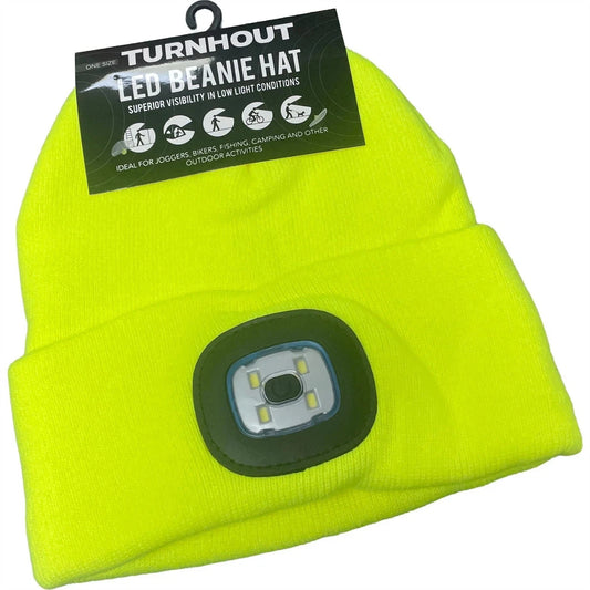 Hi Viz LED Light Up Beanie Hat | Rechargeable Illuminated Safety Beanie Multi Colors