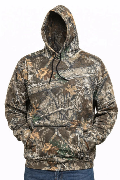 Men's Camouflage Printed Jungle Pullover Hoodie | Realtree Camo Print Hooded Sweatshirt