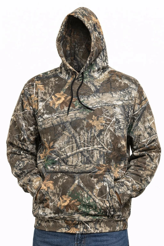 Men's Camouflage Printed Jungle Pullover Hoodie | Realtree Camo Print Hooded Sweatshirt