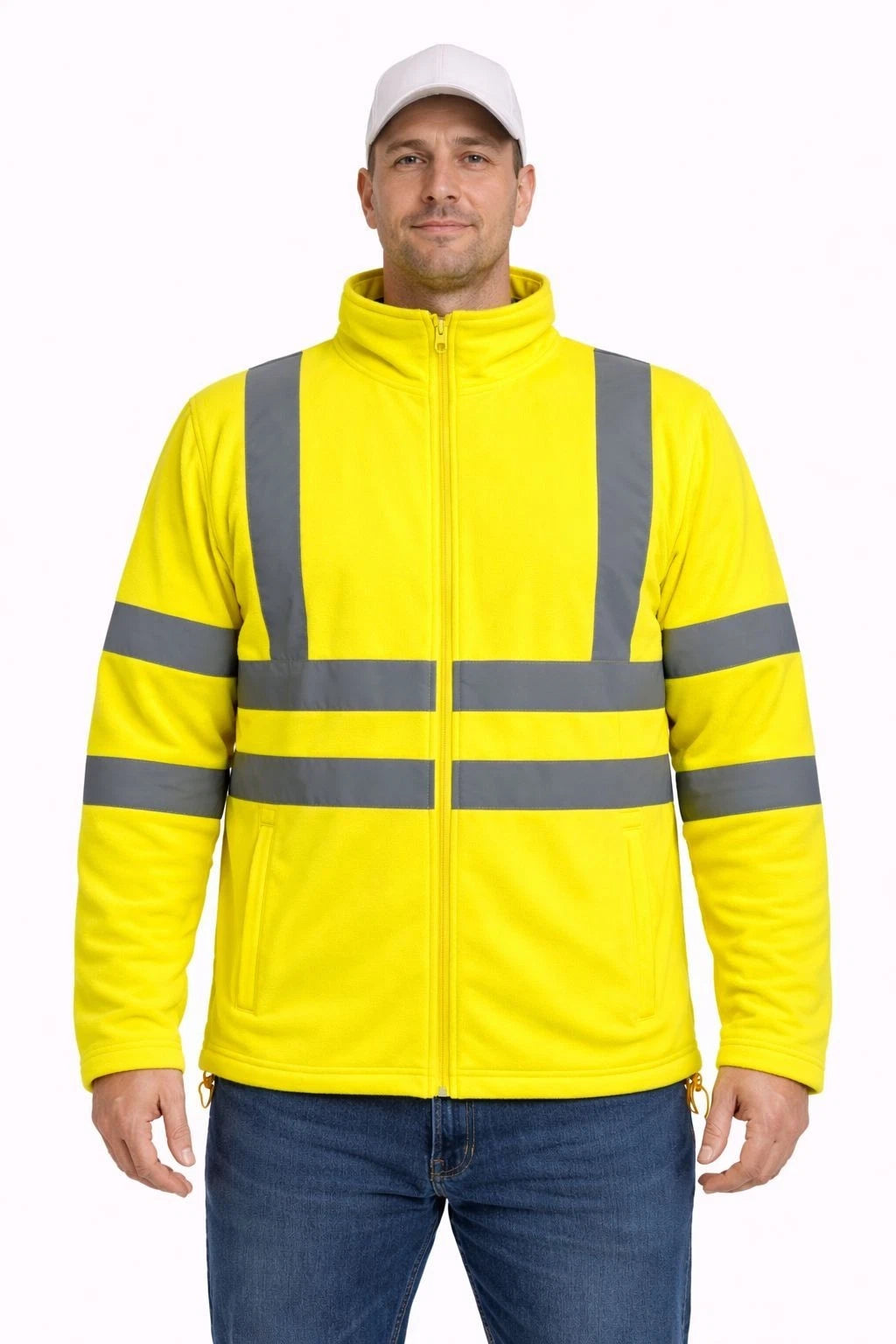 Men's Hi Vis Fleece Jacket | Reflective High Visibility Work Hoodie