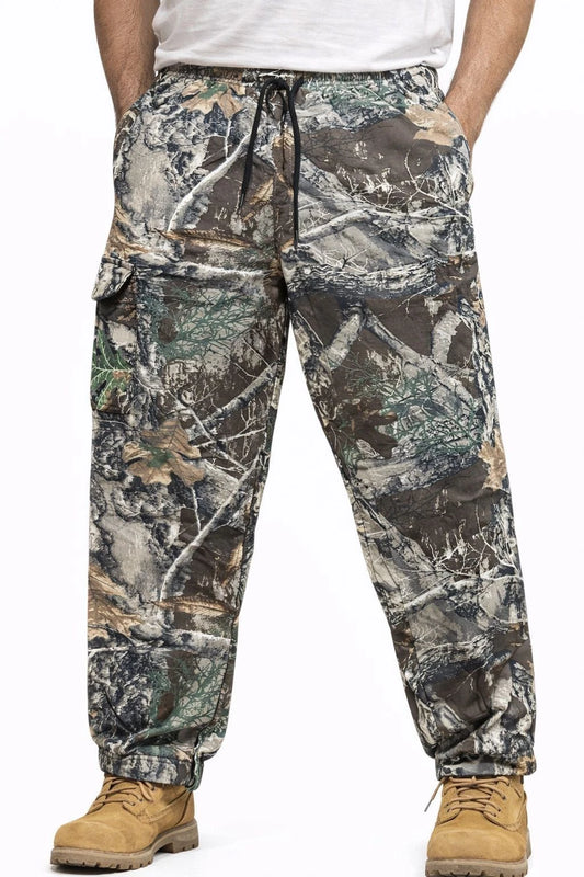 Men's Camouflage Printed Jungle Cargo Trousers | Realtree Camo Print Pants Drawstring