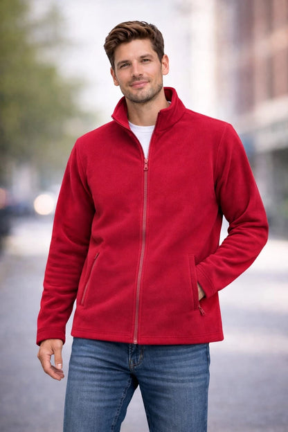 Men's Full Zip Fleece Jacket | Classic Warm Polar Fleece Coat Work Casual Multi Colors