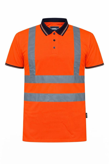 Men's Hi Vis Polo Shirt Short Sleeve | Reflective Safety Work T-Shirt