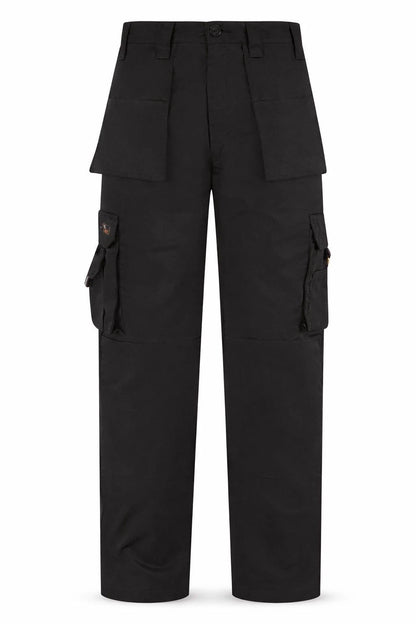 Men's Black Heavy Duty Cargo Work Trousers | Multi Pocket Utility Work Pants Durable Fit S-5XL