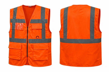 High Visibility Zip Vest Reflective Safety Waistcoat | Hi Vis Work Vest  Zip/Velcro