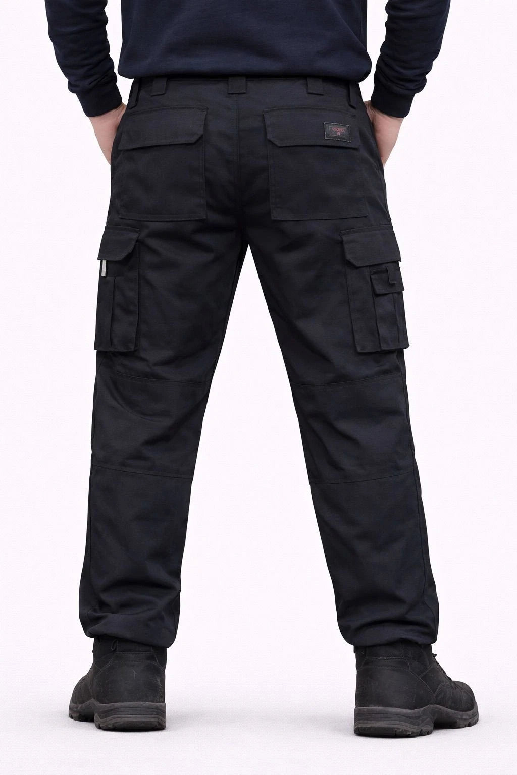 Men's Black Heavy Duty Cargo Work Trousers | Multi Pocket Utility Work Pants Durable Fit S-5XL