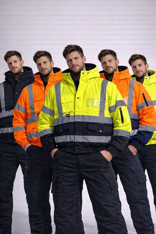 Hi Viz High Visibility Bomber Jacket Waterproof | Reflective Safety Workwear Security Coat