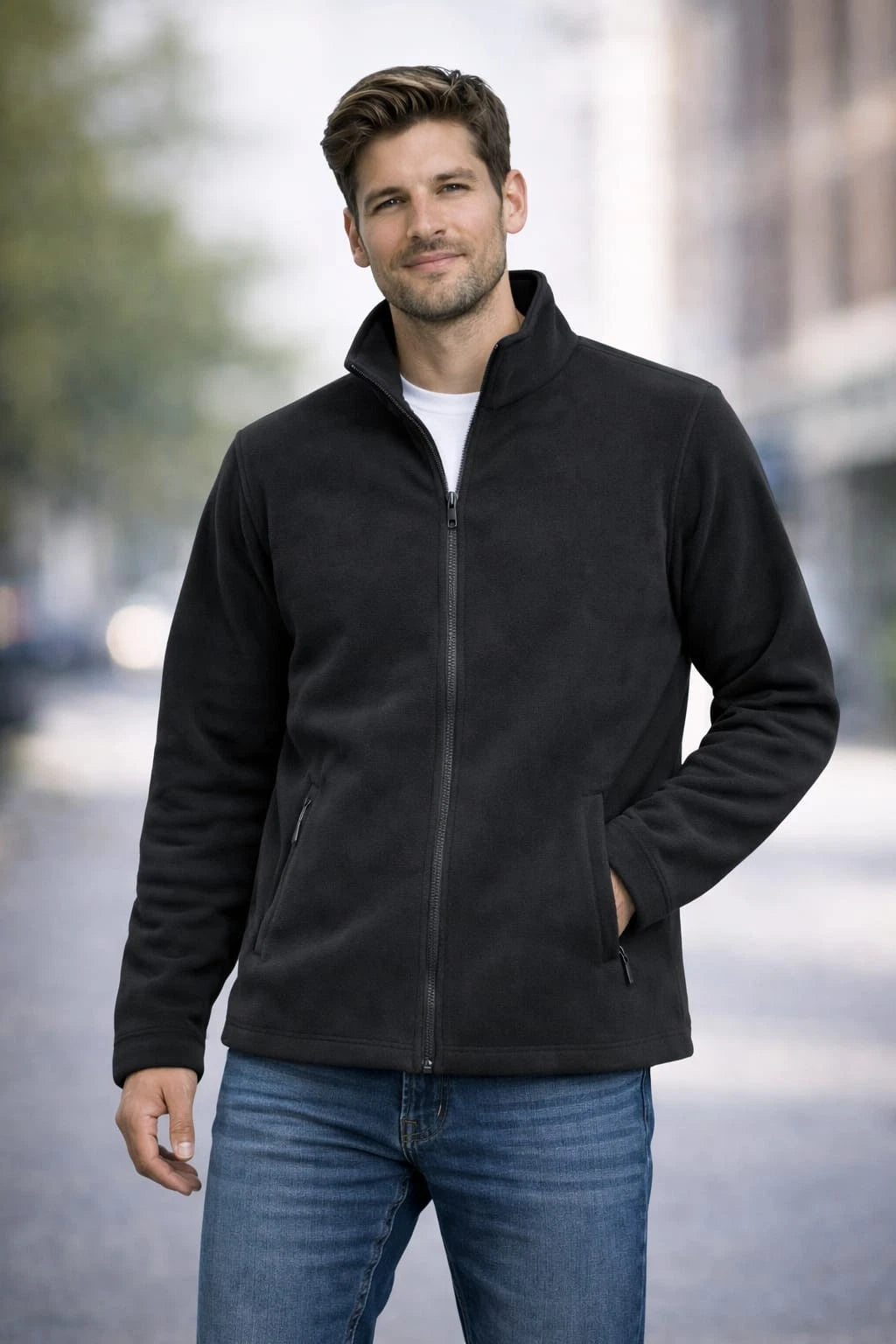 Men's Full Zip Fleece Jacket | Classic Warm Polar Fleece Coat Work Casual Multi Colors