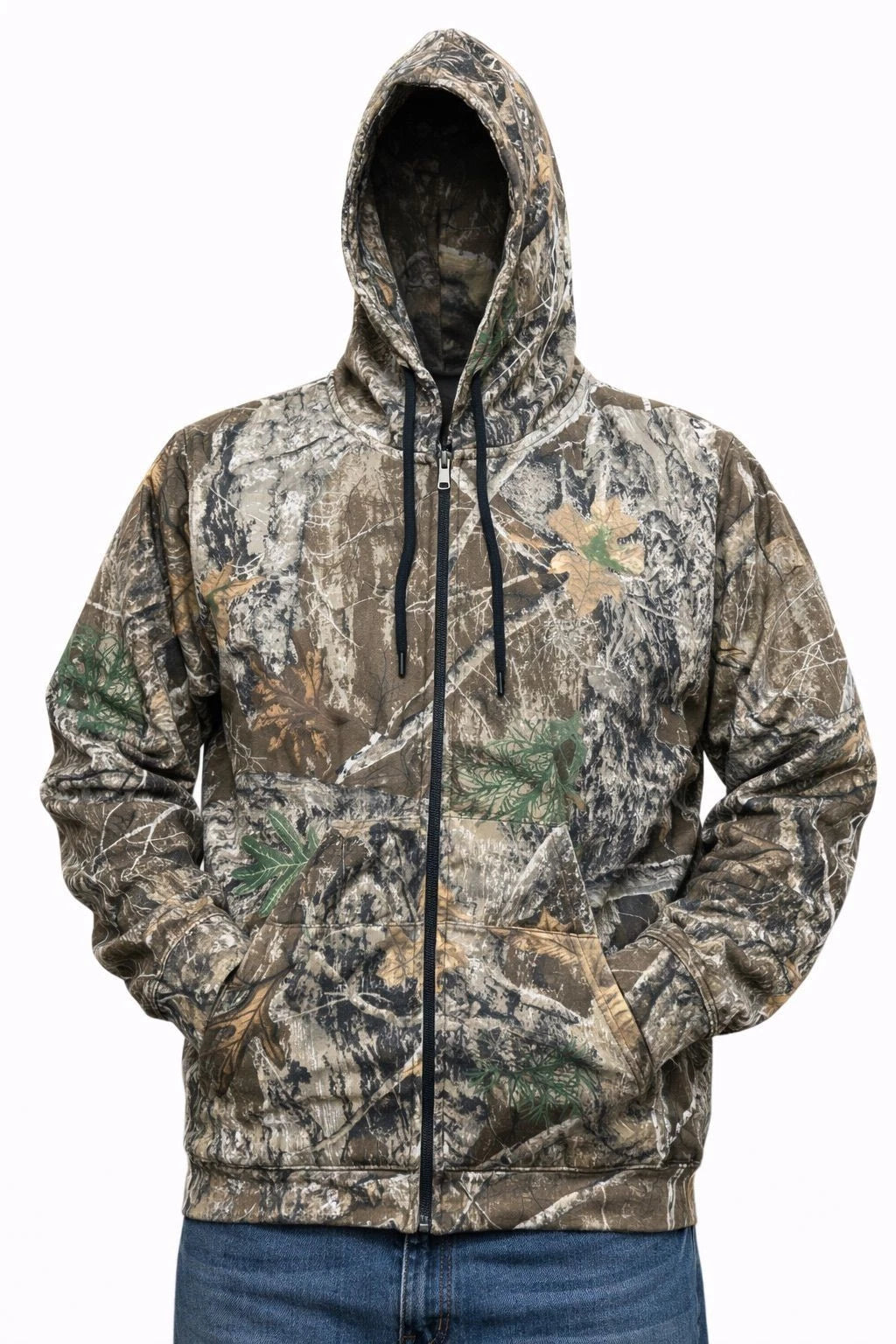 Men's Camouflage Printed Jungle Zip Hoodie | Realtree Camo Print Hooded Jacket