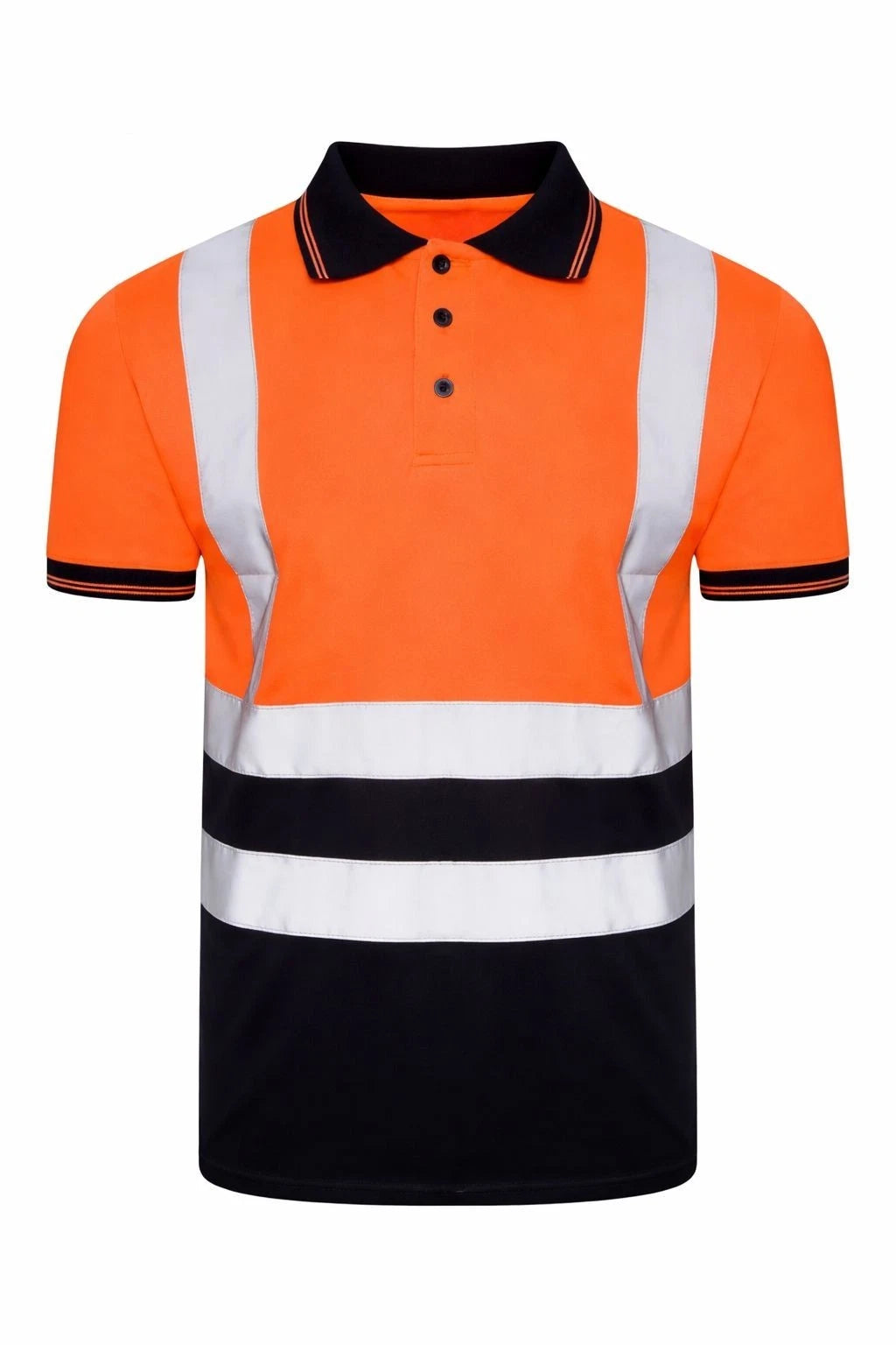 Men's Hi Vis Polo Shirt Short Sleeve | Reflective Safety Work T-Shirt