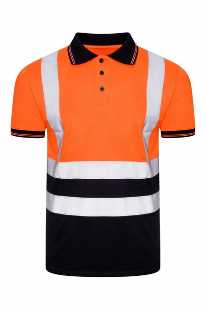 Men's Hi Vis Polo Shirt Short Sleeve | Reflective Safety Work T-Shirt