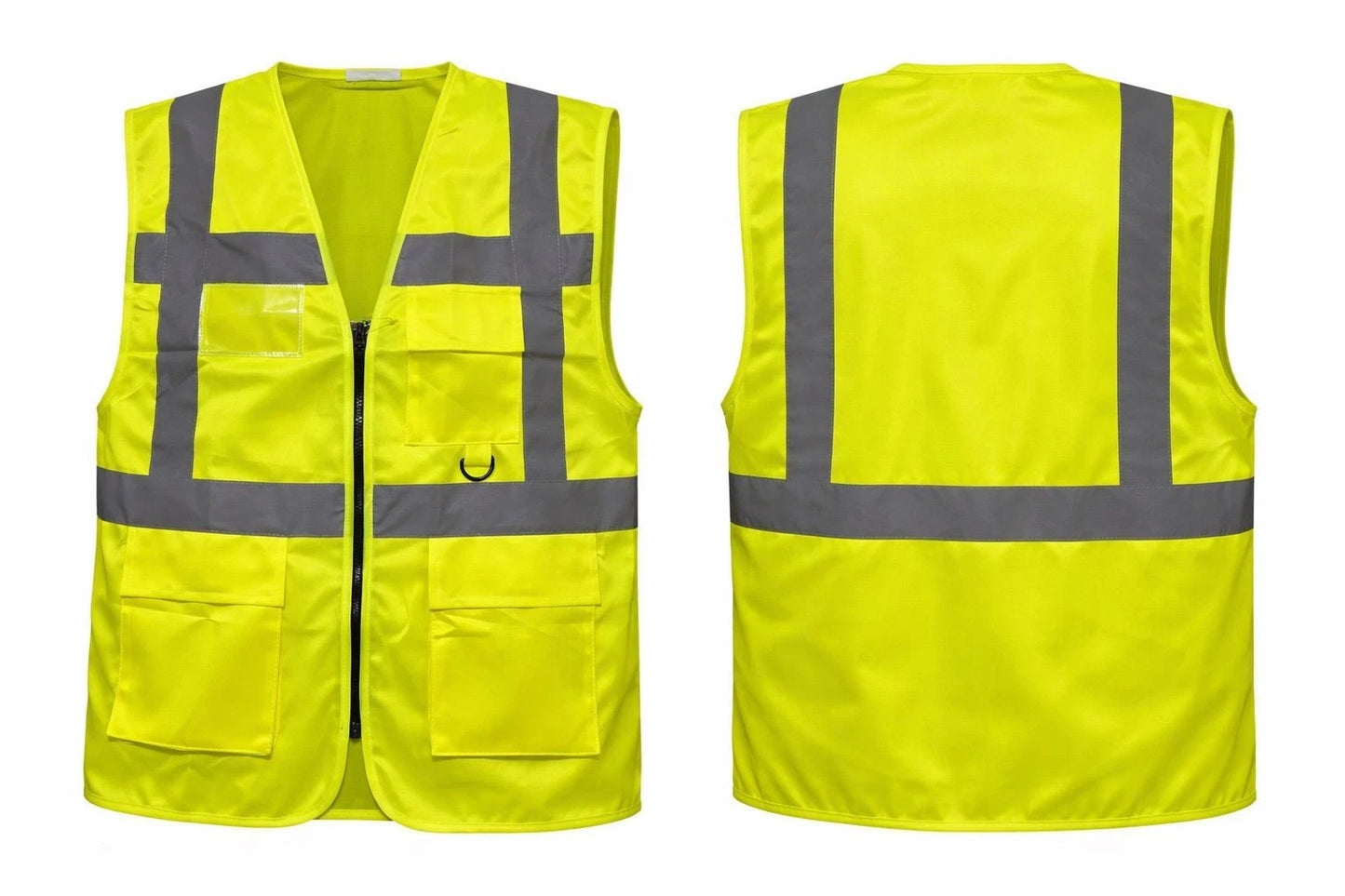 High Visibility Zip Vest Reflective Safety Waistcoat | Hi Vis Work Vest  Zip/Velcro