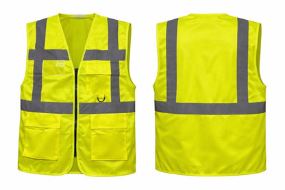 High Visibility Zip Vest Reflective Safety Waistcoat | Hi Vis Work Vest  Zip/Velcro