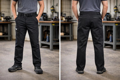 Men's Black Cargo Work Trousers Heavy Duty | Multi Pocket Utility Combat Pants Durable Fit