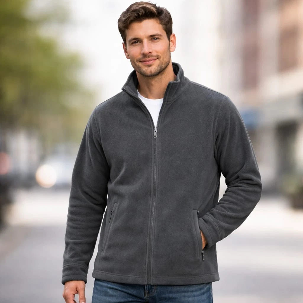 Men's Full Zip Fleece Jacket | Classic Warm Polar Fleece Coat Work Casual Multi Colors