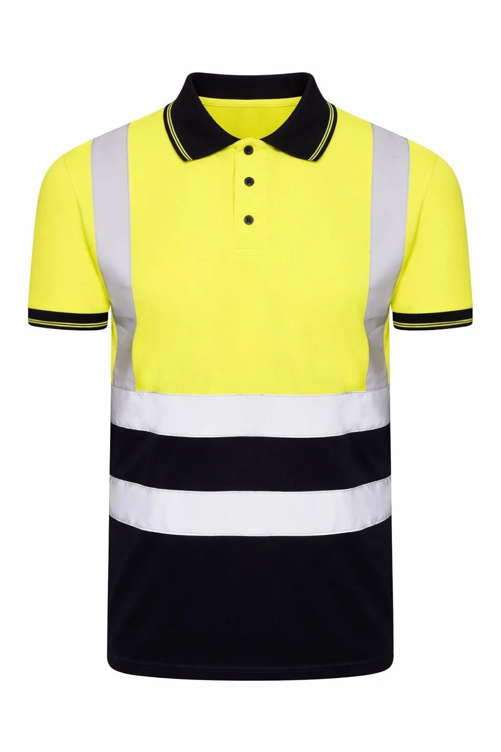 Men's Hi Vis Polo Shirt Short Sleeve | Reflective Safety Work T-Shirt