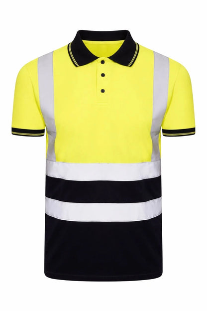 Men's Hi Vis Polo Shirt Short Sleeve | Reflective Safety Work T-Shirt