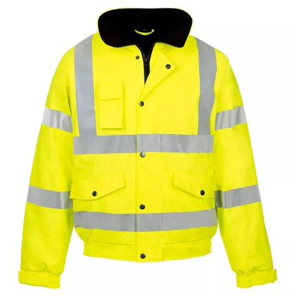 Hi Viz High Visibility Bomber Jacket Waterproof | Reflective Safety Workwear Security Coat