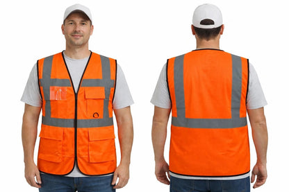 High Visibility Zip Vest Reflective Safety Waistcoat | Hi Vis Work Vest  Zip/Velcro