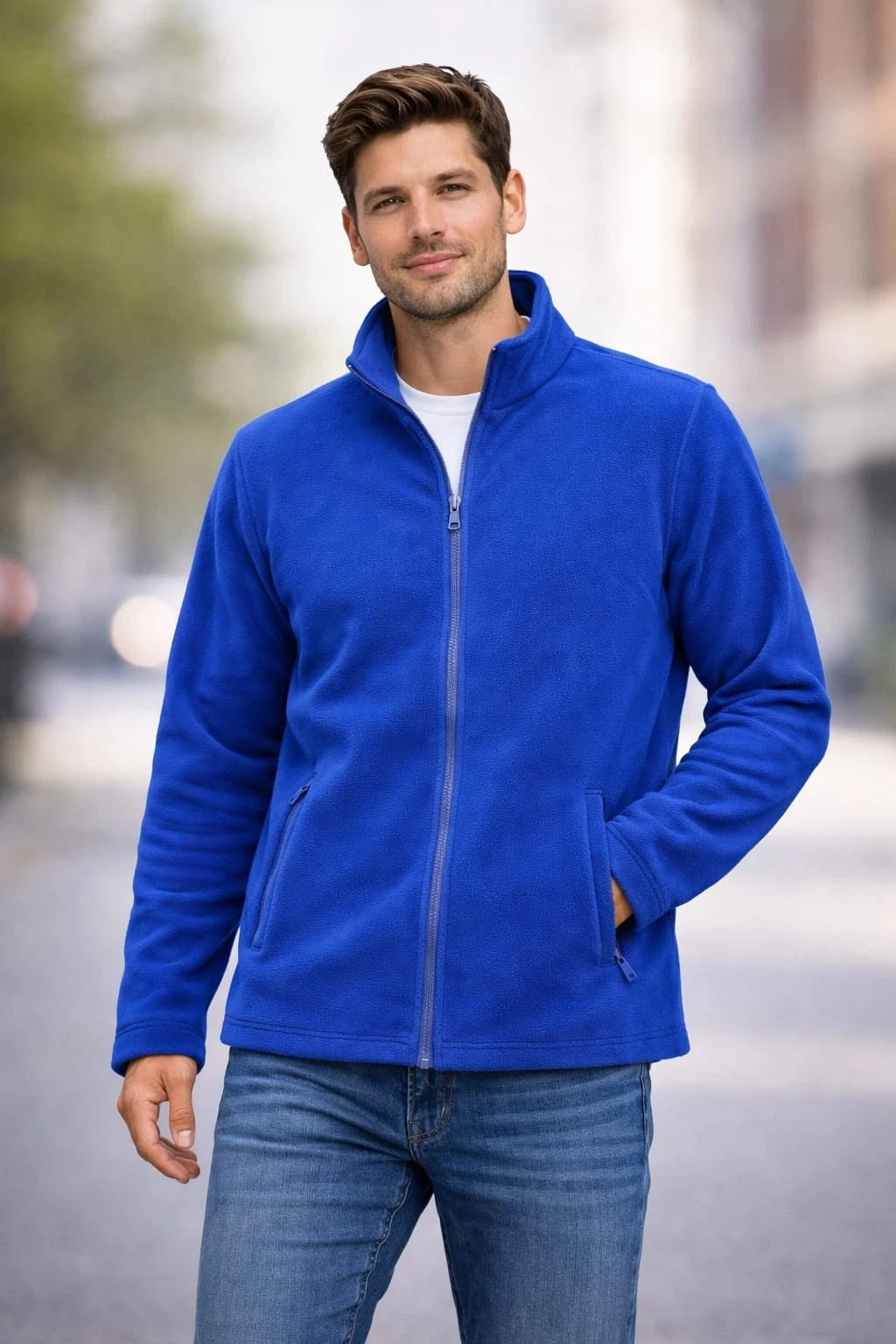 Men's Full Zip Fleece Jacket | Classic Warm Polar Fleece Coat Work Casual Multi Colors