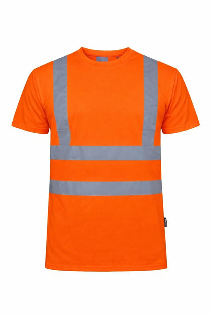Men's Hi Vis Round Neck T-Shirt | Reflective High Visibility Safety Work Top