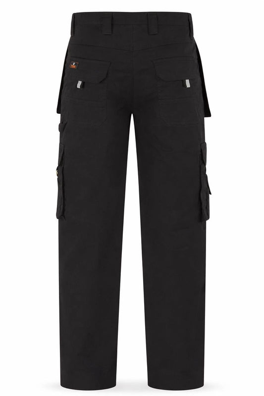 Men's Black Heavy Duty Cargo Work Trousers | Multi Pocket Utility Work Pants Durable Fit S-5XL