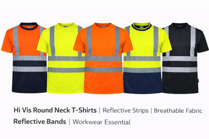 Men's Hi Vis Round Neck T-Shirt | Reflective High Visibility Safety Work Top
