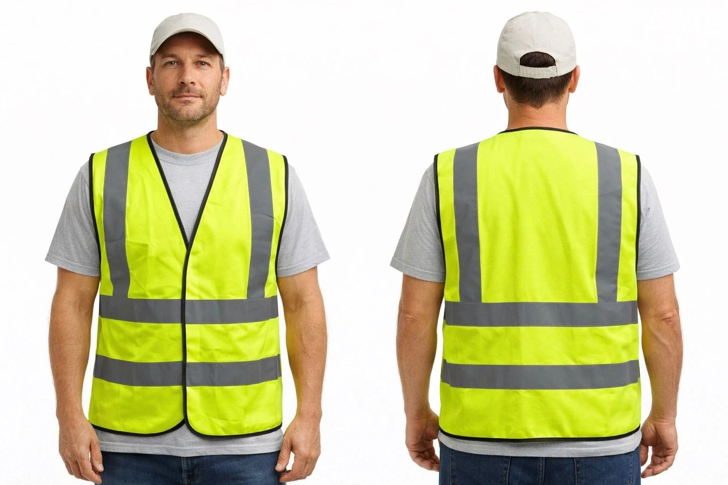 High Visibility Zip Vest Reflective Safety Waistcoat | Hi Vis Work Vest  Zip/Velcro