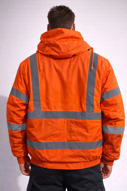 Hi Viz High Visibility Bomber Jacket Waterproof | Reflective Safety Workwear Security Coat