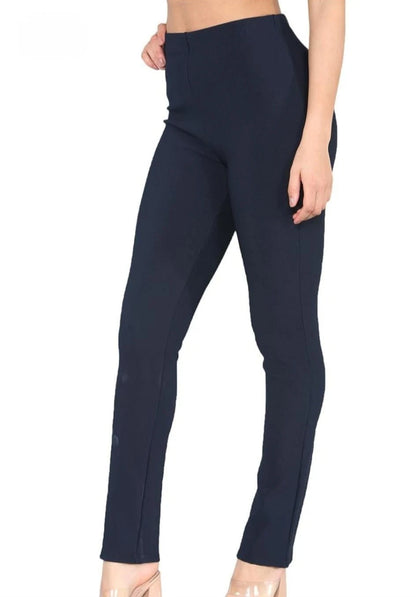 Women's High Waist Stretch Slim Fit Trousers | Pull On Office Work Smart Pants Multi Colors