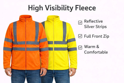 Men's Hi Vis Fleece Jacket | Reflective High Visibility Work Hoodie