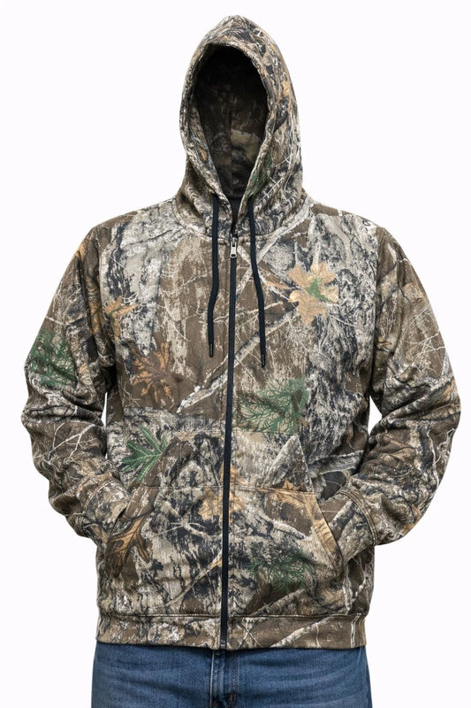 Men's Camouflage Printed Jungle Zip Hoodie | Realtree Camo Print Hooded Jacket