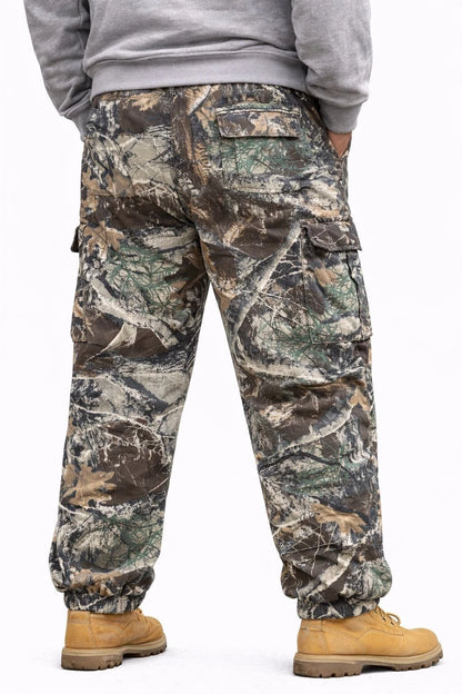 Men's Camouflage Printed Jungle Cargo Trousers | Realtree Camo Print Pants Drawstring