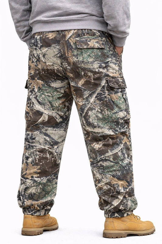 Men's Camouflage Printed Jungle Cargo Trousers | Realtree Camo Print Pants Drawstring
